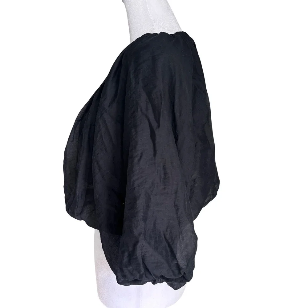 Abercrombie Black Puff Sleeve Cropped Blouse Balloon Sleeve Top Whimsigoth Small